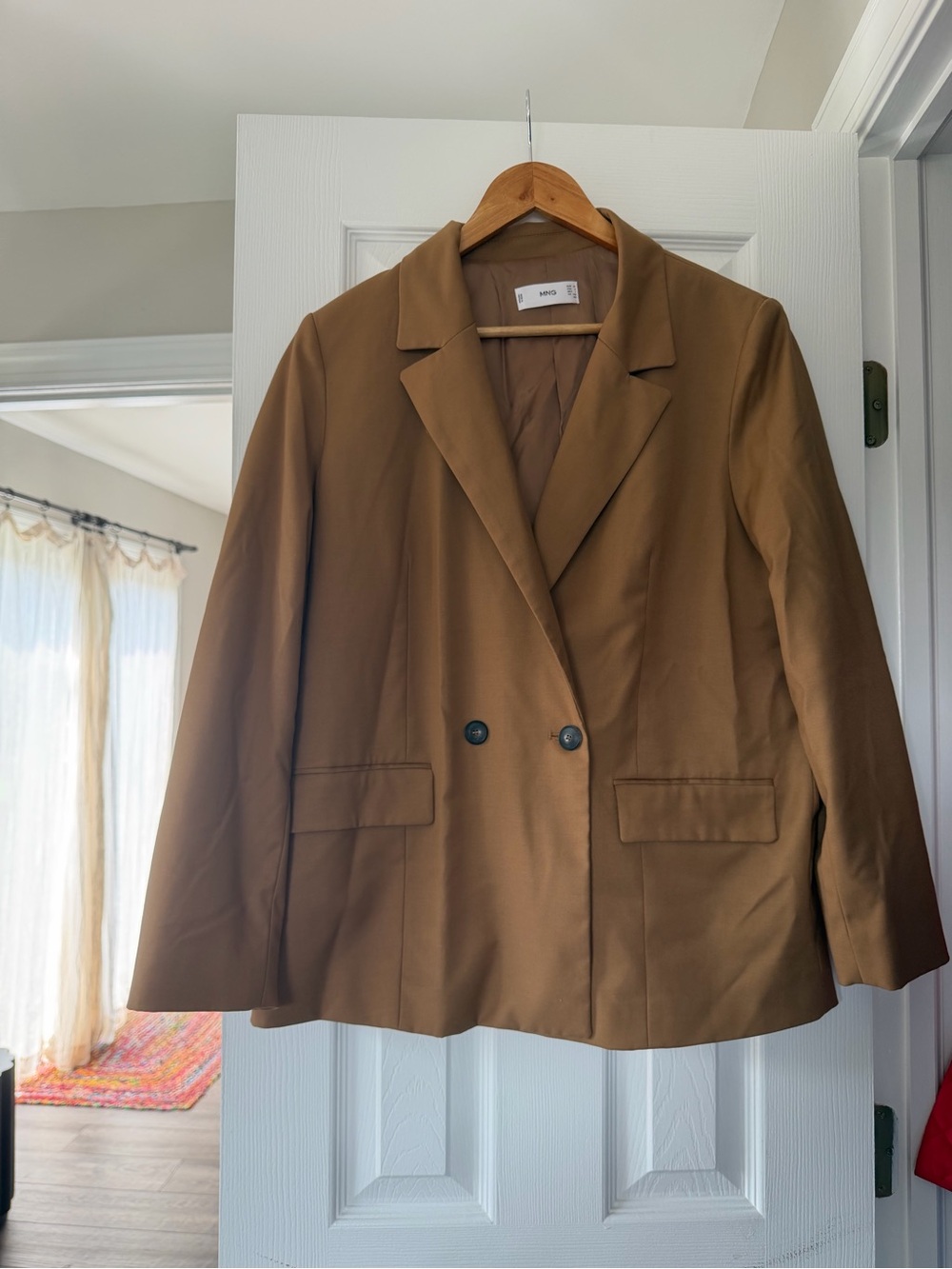 Mango Brown Double-Breasted Blazer